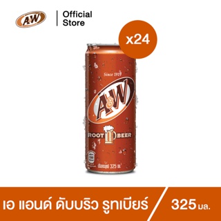 เอ แอนด์ ดับบลิว น้ำอัดลม กลิ่นรูทเบียร์ 325 มล. 24 กระป๋อง A&amp;W Soft Drink 325ml Pack 24