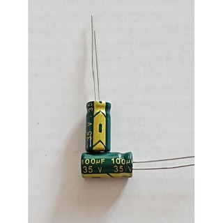 100uF 35V คาปาซิเตอร์สำหรับเครื่องเสียง พร้อมส่ง (แพ็ค10 ตัว)