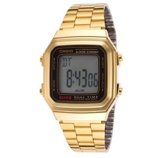 Casio Retro Vintage Classic Alarm Digital Unisex Watch Stainless Steel A178WGA-1AUDF - Gold