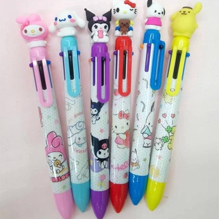 ปากกาลูกลื่น ลายการ์ตูน Sanrio mymelody Kuromi Cinnamoroll Pochacco น่ารัก 6 สี เครื่องเขียน ของขวัญสําหรับเด็ก โรงเรียน สํานักงาน