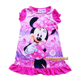 [แท้]MK1079A ชุดกระโปรง Minnie Mouse ผ้ามัน (สำหรับเด็กอายุ 4 ปี) ผ้ามัน ลื่นๆ ผ้าเนื้อดี ใส่สบาย ไม่ร้อน