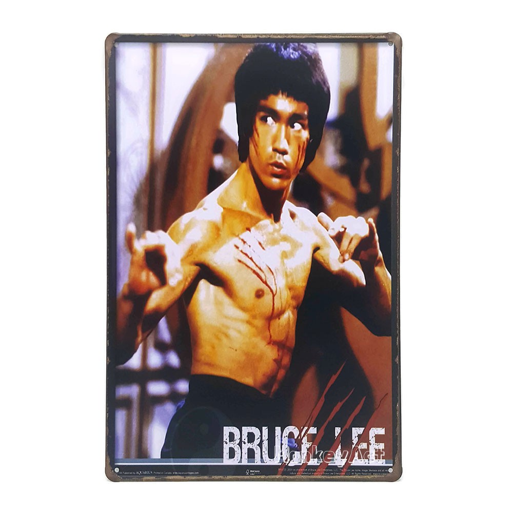 ป้ายสังกะสีวินเทจ Bruce Lee, ขนาด 20x30 ซม