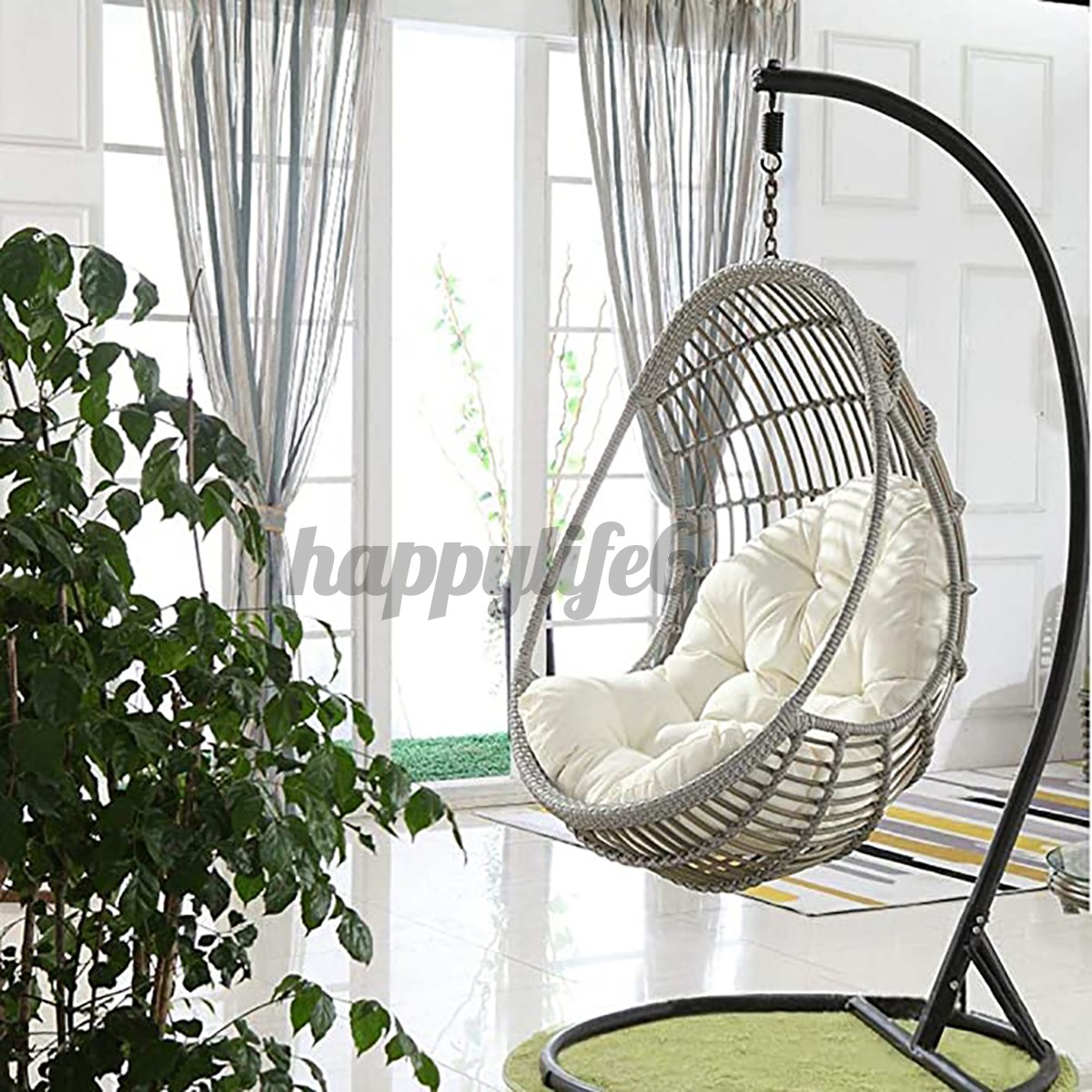 Round Hanging Egg Hammock Chair Cushion Swing Seat Cushion Thick Nest Hanging Chair Back For Indoor Outdoor Patio Happyl Shopee Thailand