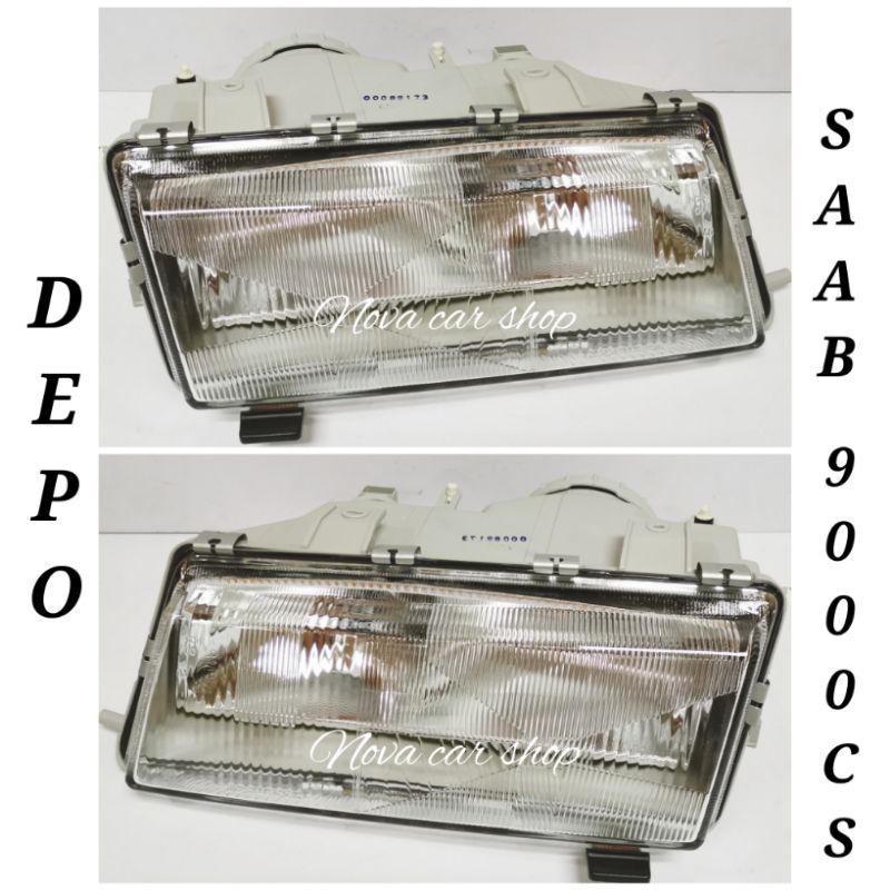 ไฟหน้า​ SAAB​ 9000CS​ หน้าเล็ก​ ปี​ 1993​ -​ 1998  เลนส์​กระจก​  DEPO​