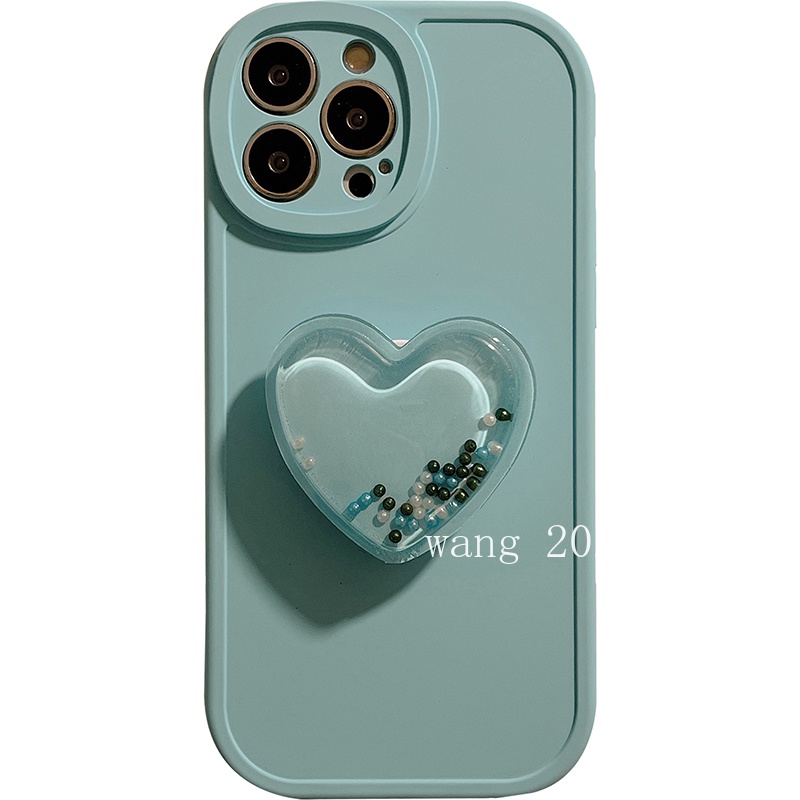 Simple Casing เคส OPPO A77 5G A76 A96 4G เคสโทรศัพท์ Phone Case Ins Style Solid Color with Quicksand Love Bracket Soft Back Cover #8