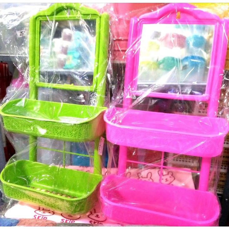 ชั้นแขวนในห้องน้ำ​ พร้อมกระจก​ 2ชั้น​ สีสวยสดใส​ ชั้นใส่ของในห้องน้ำ​ แบบแขวน