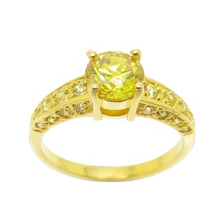 แหวนประดับพลอย สีเหลืองบุศราคัมชุบทอง แหวนพลอยบุษราคัม(yellow topaz) แหวนพลอยสีเหลืองชุบทอง แหวนชุบทอง แหวนใส่เล่น