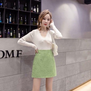 กระโปรงสั้นทรงสอบสีเขียว (XL)