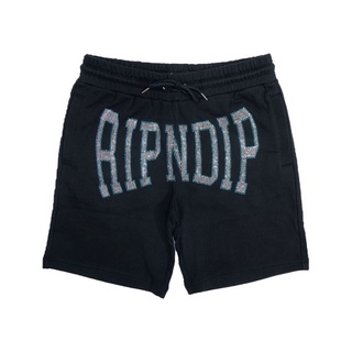 SLUM LTD - RIPNDIP SM22 Summer Revenge Rhinestone Sweatshorts Black