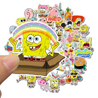 Spongebob สติ๊กเกอร์ลายการ์ตูนกันน้ําสําหรับติดตกแต่ง