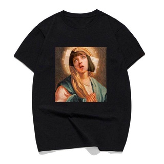 Gildan เสื้อยืดคอกลม ผ้าฝ้าย 100% พิมพ์ลาย Pulp Fiction Virgin Mary Mia Wallace Posteraint Mia แฟชั่นสําหรับผู้ชาย