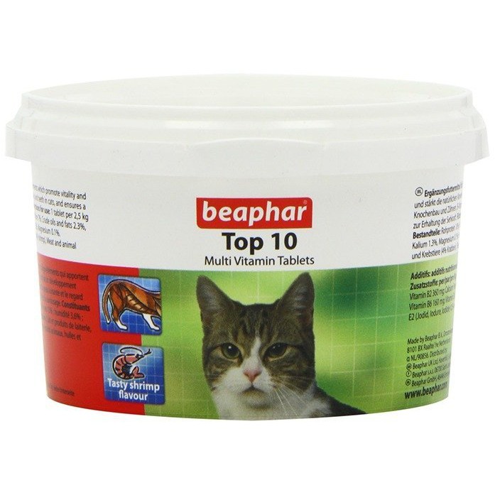 Beaphar TOP10 วิตามินแร่ธาตุรวม มากกว่า 10 ชนิด ชนิดเม็ด สำหรับแมว 180 เม็ดจากเนเธอร์แลนด์