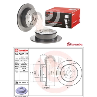 08 5625 21 จานเบรค ล้อ R (ยี่ห้อ BREMBO) รุ่น UV TOYOTA Camry 2.2 SXV10 SXV20, AT190 ST191 ปี 1991-1996*ราคาต่อข้าง