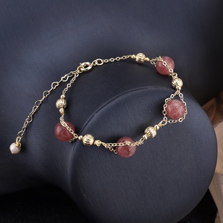 สร้อยข้อมือหินสตรอเบอรี่ควอตซ์ (Strawberry quartz) สอบถามไซส์เพื่อความชัวนะคะ^^