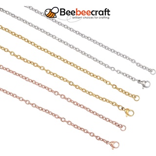 Beebeecraft สร้อยคอโซ่สแตนเลสสีโรสโกลด์ 6 ชิ้น 3 สี 23.6 นิ้ว / 60 ซม.