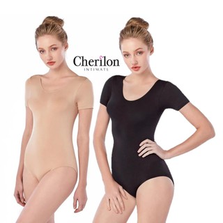 Cherilon บอดี้สูท เชอรีล่อน ไร้ตะเข็บ แขนสั้น สีเนื้อ สีดำ ผ้านุ่มมาก กระชับ Mix &amp; Match กับชุดได้หลากหลาย NIC-BSSL10