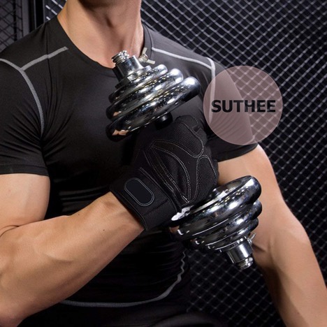 ถุงมือออกกำลังกาย ถุงมือฟิตเนส สำหรับยกน้ำหนัก ยกเวท สีดำ Fitness Sports Gloves รูปที่ 7
