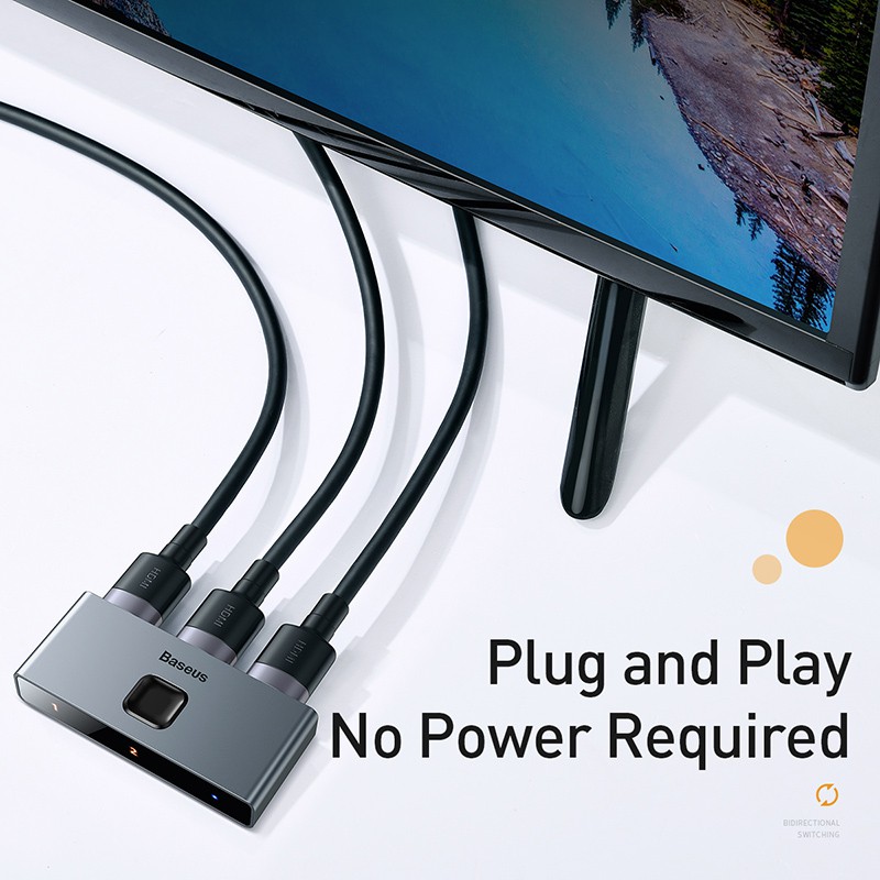 Baseus Hdmi Splitter 4k 60 Hz Bi -Direction Hdmi สวิทช์ 1x2 / 2x1 Hdr Hdmi อะแดปเตอร์เสียงสําหรับ  กล่องทีวี Hdmi