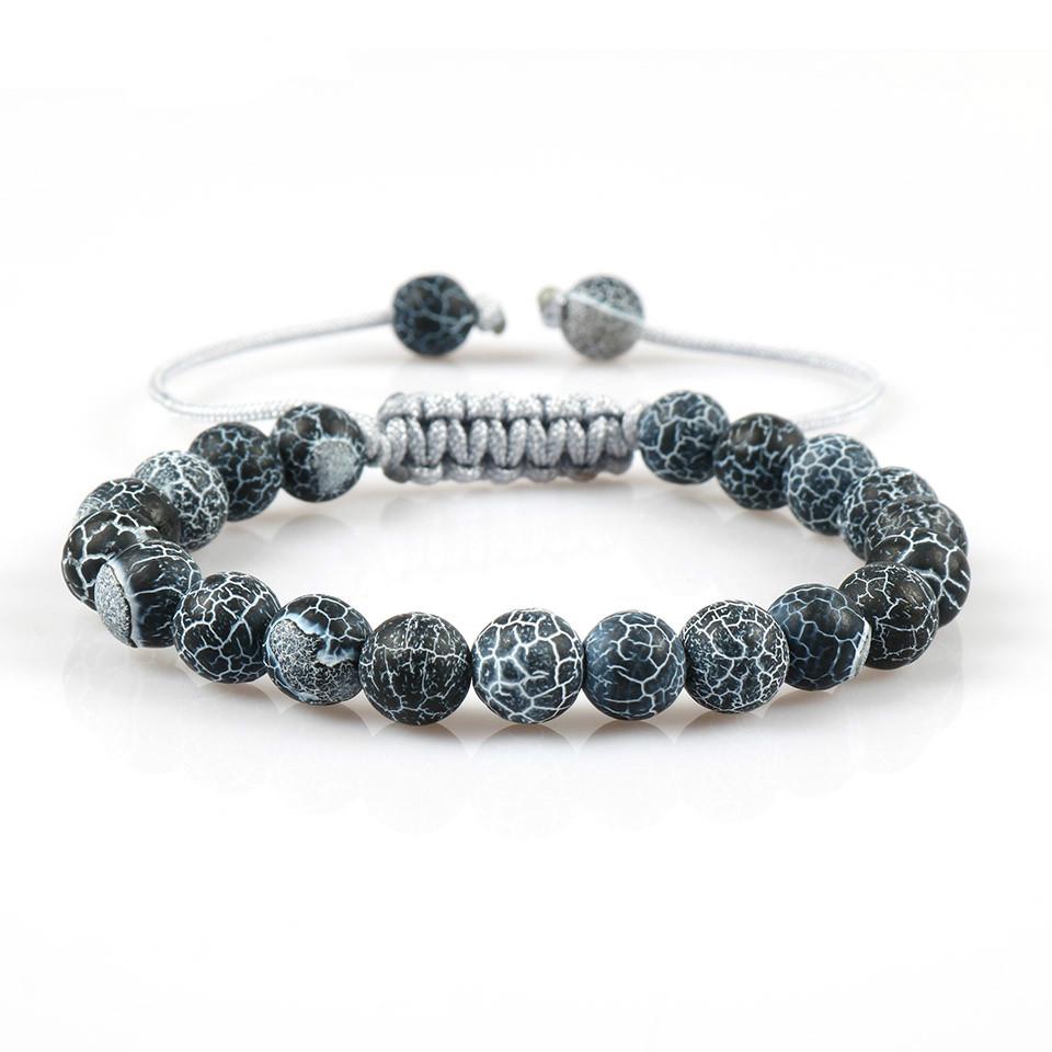 ผู้ชายที่ชื่นชอบ 8 มม.สีดํา Weathering Agate ลูกปัดสร้อยข้อมือถักเครื่องประดับ Macrame สวยงาม