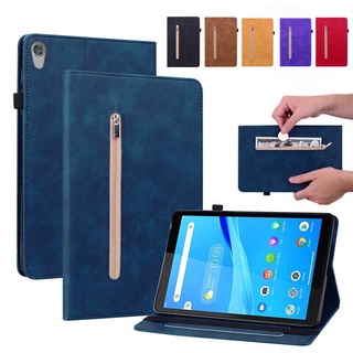 เคสโทรศัพท์มือถือหนัง กันกระแทก พร้อมช่องใส่บัตร มีซิป ตั้งได้ สําหรับ Lenovo Tab M8 TB-8505F TB-8505X HD M8 2nd Gen TB-8705F FHD M8 3rd Gen TB-8506F 8506X 8 นิ้ว