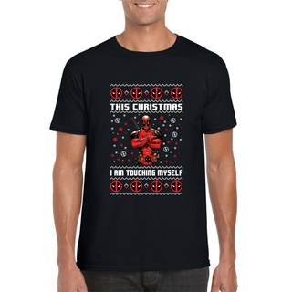 เสื้อยืดผ้าฝ้าย เสื้อยืดคริสต์มาสDeadpool Ugly Christmas TShirt, Funny Xmas Day Ugly Marvel Superhero Unisex Top