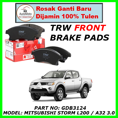 ผ้าเบรคหน้า Mitsubishi Storm L200 / A32 3.0 TRW ( GDB3124 )