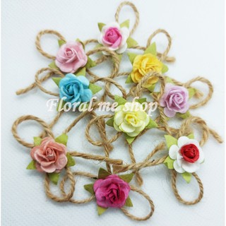 โบว์เชือกปอติดดอกมินิโรส โบว์เชือกหูกระต่าย โบว์ติดดอกไม้**1…