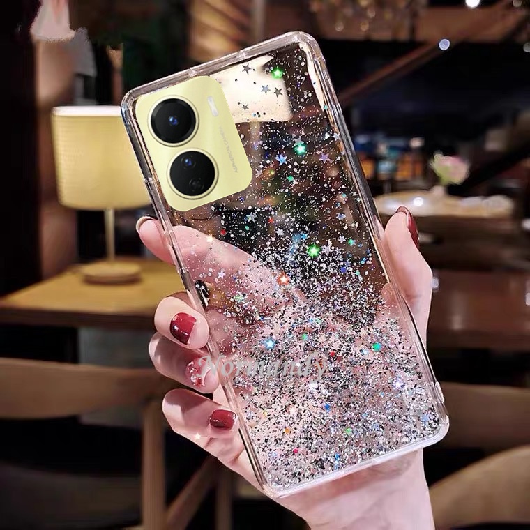 Ready Stock เคสโทรศัพท์ Transparent Casing VIVO Y16 V25 V25e Y22S Y22 Y35 5G 4G 2022 New Fashion Glitter Starry Sky Simple Handphone Case Ultra Thin TPU Softcase Shockproof Protection Cover เคส