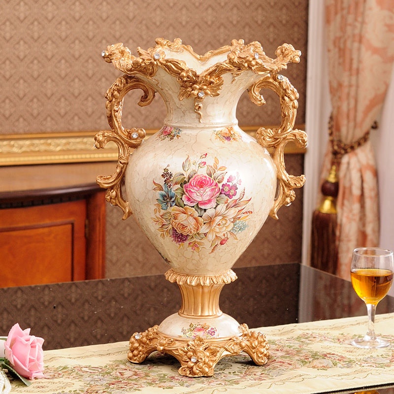 แจกันเรซิ่น หรูหรา ขนาดใหญ่ สไตล์ยุโรป เรโทร สําหรับตกแต่ง