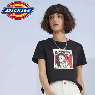 เสื้อยืด พิมพ์ลายโลโก้การ์ตูน Dickies ทรงหลวม แฟชั่นฤดูใบไม้ผลิ และฤดูร้อน สําหรับผู้หญิง 010303ยืด.สบาย.รัก