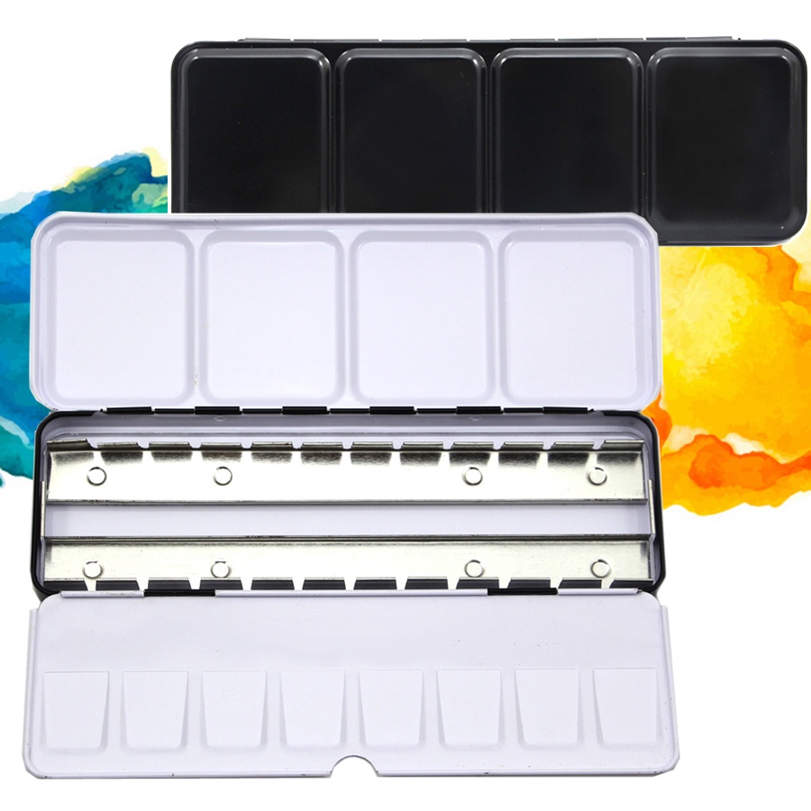 (มีตำหนิ) ลดราคา กล่องสีน้ำโลหะ สำหรับบรรจุแพนสีน้ำ พร้อมส่ง (ขนาด 24 ฮาฟแพน)