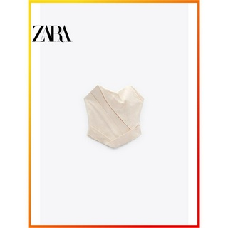 Zara ใหม่ เสื้อเกาะอก สีขาว จี้ สําหรับผู้หญิง 3225371 712