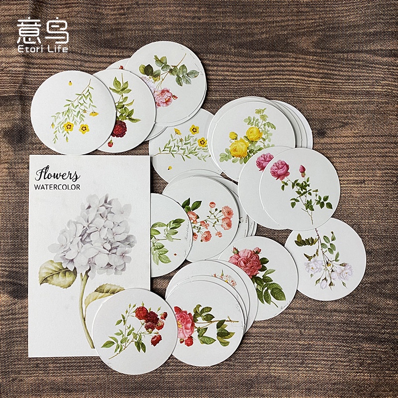 46 ชิ้นภาพวาดดอกไม้มินิกล่องสติกเกอร์คู่มือบัญชีไดอารี่ทําเองตกแต่งปิดผนึกสติกเกอร์กระดาษเครื่องเขียนสติกเกอร์4ซม