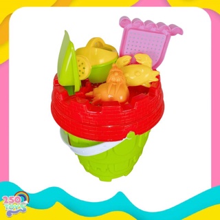 250TOYS ชุดถังของเล่นทราย 7 ชิ้น ถังสูง 24 ซม. ถังปราสาท ของเล่นทราย Happy summer sand bucket beach toys 7749