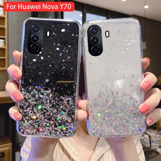 เคสโทรศัพท์มือถืออีพ็อกซี่ แบบนิ่ม ลายกากเพชร กันกระแทก สําหรับ Huawei Nova Y70 NovaY70