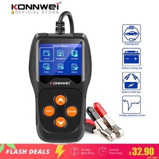 Konnwei KW600 เครื่องทดสอบแบตเตอรี่รถยนต์ 12V 100 ถึง 2000CCA 12 โวลต์ สําหรับรถยนต์