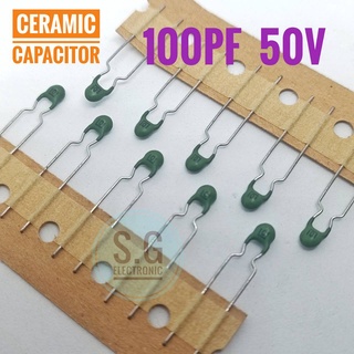 ((ชุด 10ชิ้น)) C เซรามิก งานเก่า 100pF 50v / Ceramic Capacitor / 101 #ตัวเก็บประจุ #คาปาซิเตอร์ #Capacitor