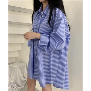 DY637 เสื้อเชิ้ตแขนยาว สไตล์เกาหลี เรียบๆ เสื้อoversize korea เสื้อแขนยาวสีพื้น