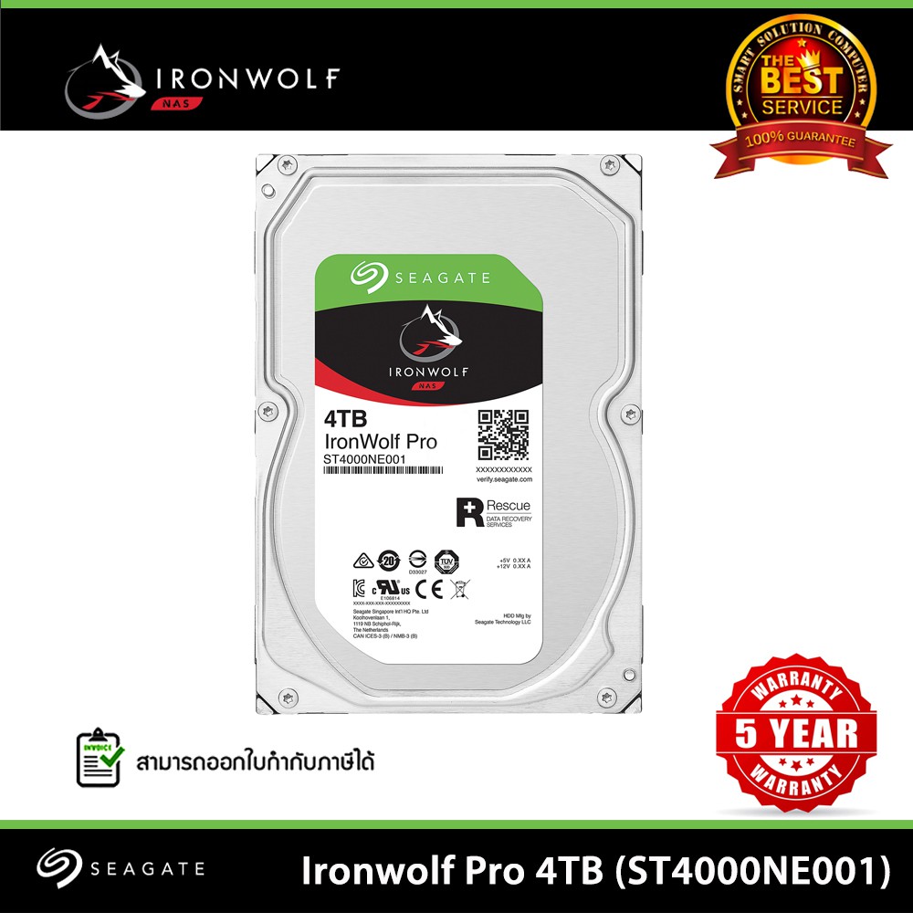 Seagate Ironwolf Pro 4TB 7200RPM 256MB SATA 6GB/S HDD NAS (ST4000NT001)