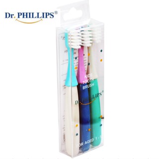 แปรงสีฟันเด็ก แพ็ค 3 ไบร์ท Dr.Phillips Kids Tooth Brush For Aged 1-5