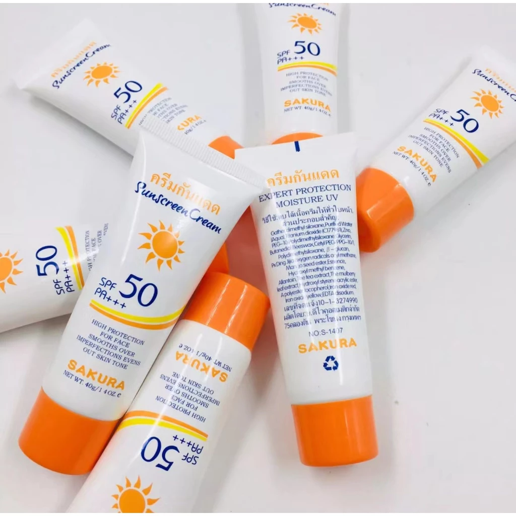 S-1407 Sasimi ครีมกันแดด ยูวี ซันสกรีน สกินแคร์ ครีม SPF50 PA+++ 40กรัม กันแดดครีมบางเบา thumbnail 7