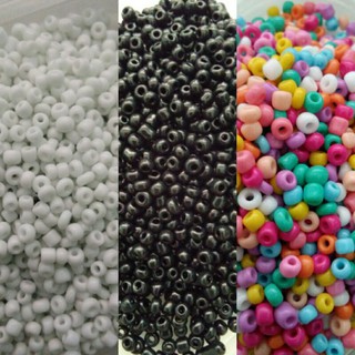 ลูกปัดเม็ดทราย 3มิล 40กรัม สีดำ สีขาว สีพาสเทล คละสี seed beads 3mm. 3มม.