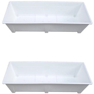 papamami Super plastic planting troughs กระถางต้นไม้ - สีขาว 88ซม. (2อัน)