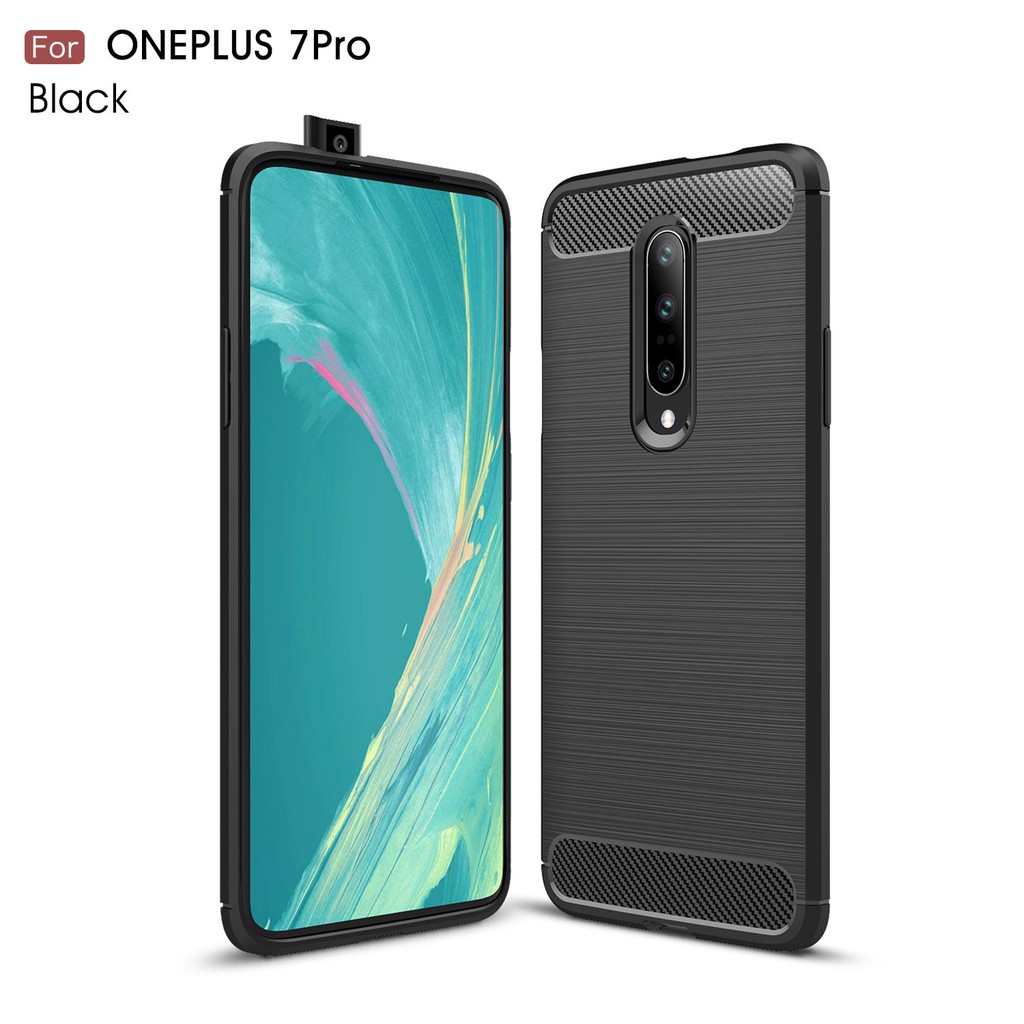 Anti Shock เคสซิลิโคน 1+ 7pro Oneplus 7 Pro กันกระแทกคาร์บอนไฟเบอร์กรณียางซิลิโคนกรณีแปรงเนื้อ 1 + 7 Pro