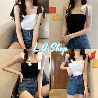 L.A Shop 💓พร้อมส่ง เสื้อสายเดี่ยวพรมไหม สายผูกเป็นโบว์น่ารัก "98038"