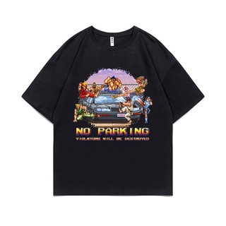เสื้อยืดแขนสั้น ผ้าฝ้าย 100% พิมพ์ลาย Street Fighter No Parking Violators Will Be Destroyed สําหรับผู้ชาย และผู้หญิง
