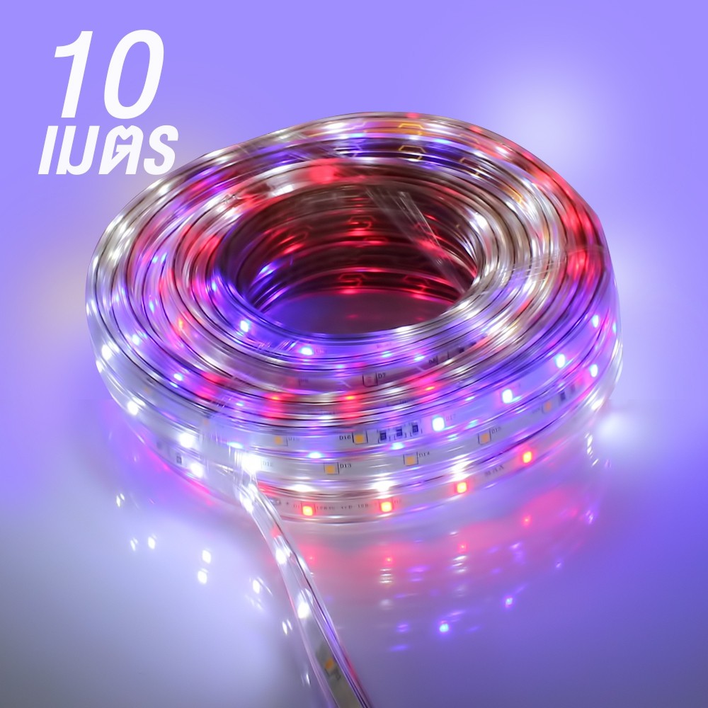 Telecorsa ไฟเส้น LED Strip ไฟสายยางท่อแบน 10 เมตร รุ่น Disco-decorating-light-10-meter-08a-Song