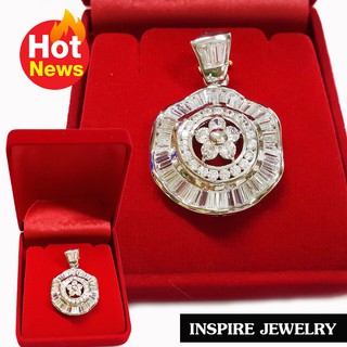 INSPIRE JEWELRY จี้เพชรCZ ล้อมเพชรกลม และเพชรหลอด