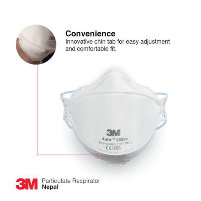 3M Aura 9320A+ (x20 ชิ้น) หน้ากากป้องกันฝุ่นแบบพับได้ รุ่น 9320 FFP2 (ไม่มีกล่อง) Mavd