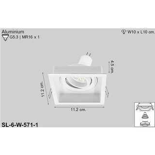 โคมดาวไลท์ฝังฝ้า Downlight Aluminium MR16 มีสีดำ,สีขาว มีกลมเหลี่ยม บางรุ่นปรับได้ (ไม่รวมหลอดmr16) SL